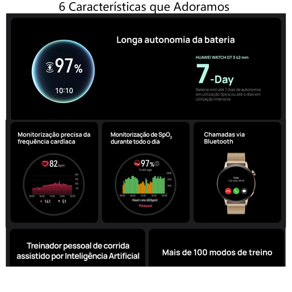 HUAWEI ÓRA GT 3 42mm Smartwatch | 7 Nappal az akkumulátor élettartamát | minden-nap SpO2 ellenőrzése | Egyéni AI Futó Edző | Pontos szív1
